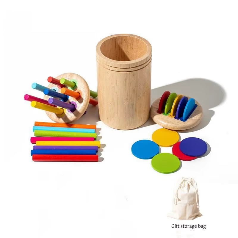 Montessori-Holzspielzeug: Farb-Sortierung, Feinmotorik, Formen-Matching, sensorisches Spiel und pädagogisches Puzzle für Kleinkinder